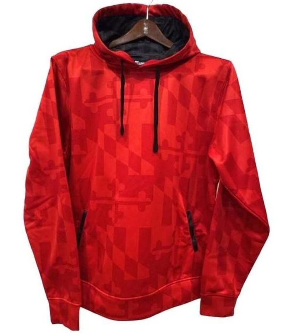 Route One Apparel Maryland Flag Hoodie Size L Red